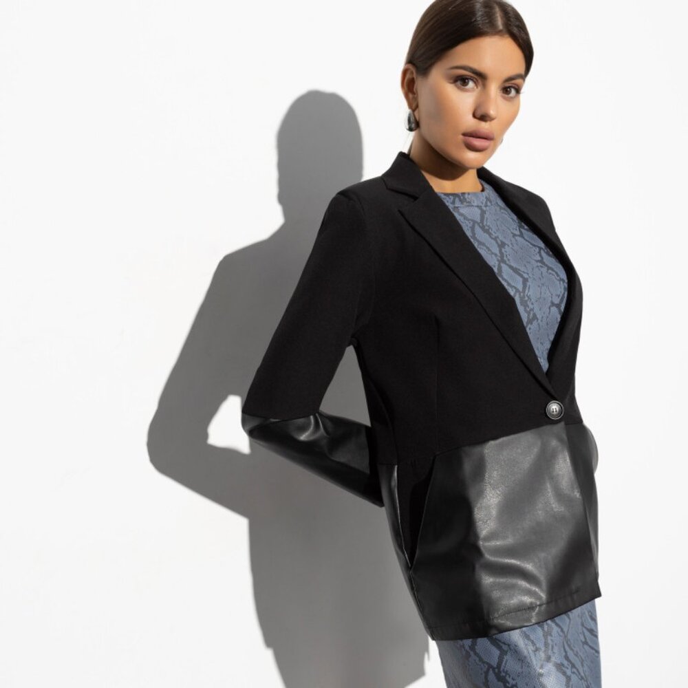 Armani Exchange Women's Black Season Leather Classic Blazer Jacket Size 6